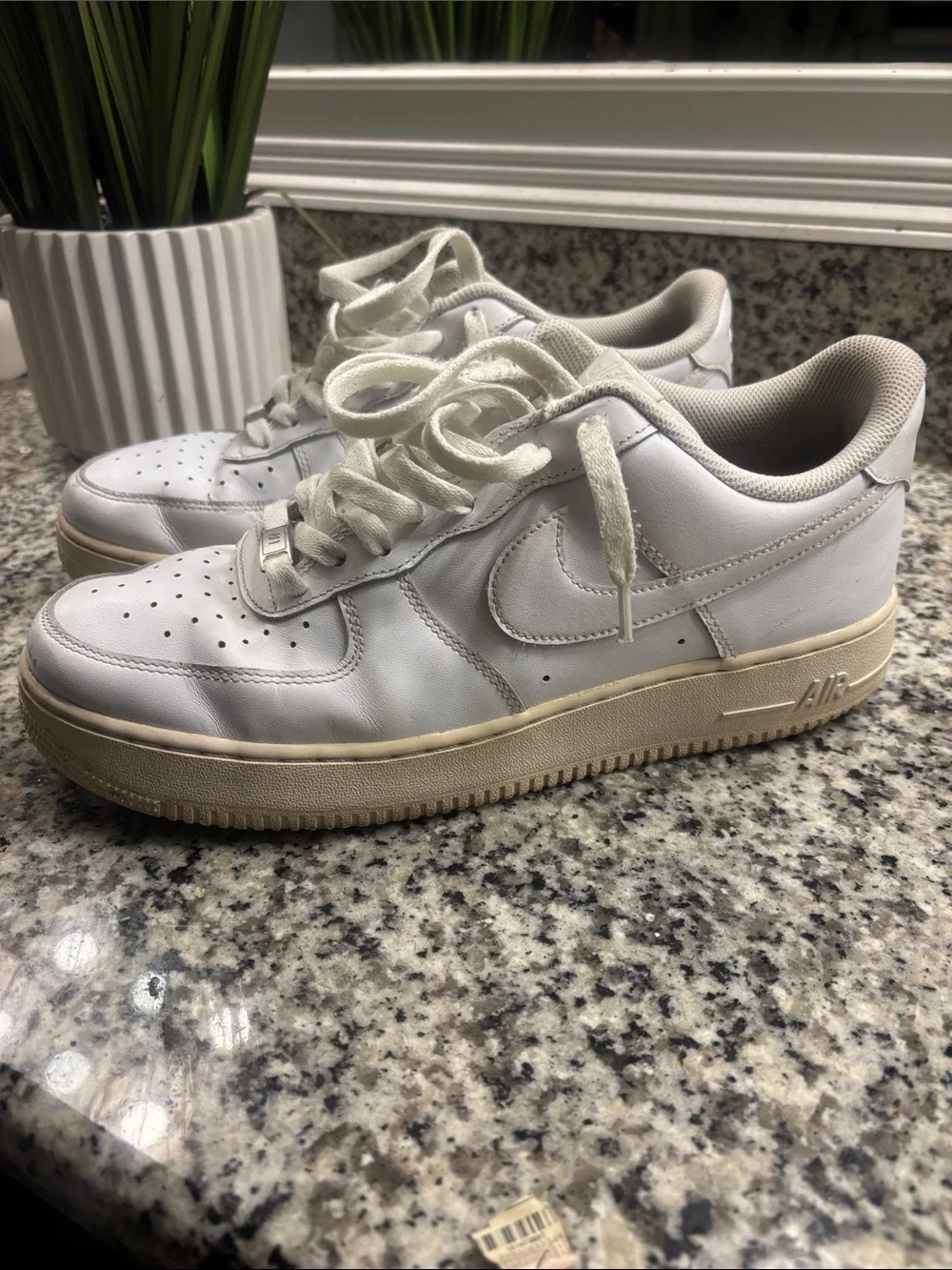Nike Air Force 1 White Low-Top Sneakers with Cream Midsole